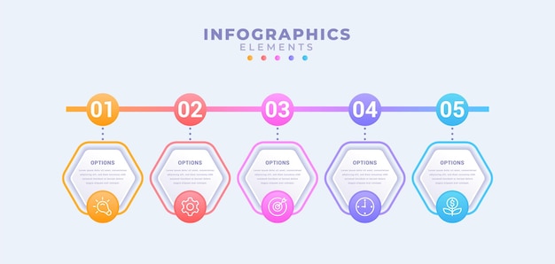 Vector plantilla de infografía empresarial con cinco opciones o proceso