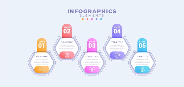 Vector plantilla de infografía empresarial con cinco opciones o proceso