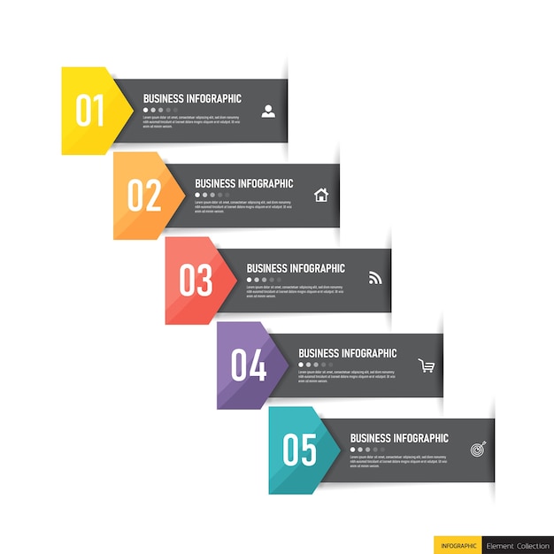 Plantilla de infografía empresarial con cinco pasos