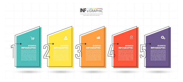 Plantilla de infografía empresarial con cinco pasos