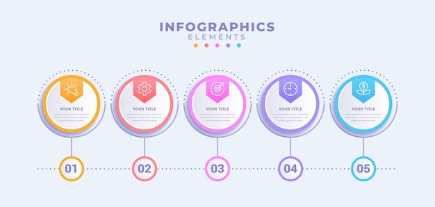 Vector plantilla de infografía empresarial con cinco procesos