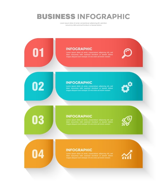 Plantilla de infografía empresarial colorida de 4 pasos