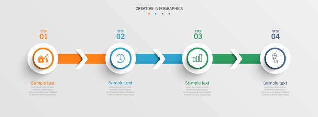 plantilla de infografía empresarial creativa con 4 opciones o pasos