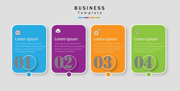 Plantilla de infografía empresarial de cuatro pasos