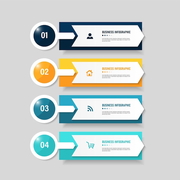 Plantilla de infografía empresarial de cuatro pasos