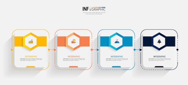 Plantilla de infografía empresarial de cuatro pasos