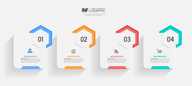 Plantilla de infografía empresarial de cuatro pasos