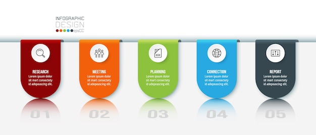 Plantilla de infografía empresarial con diseño de paso u opción.