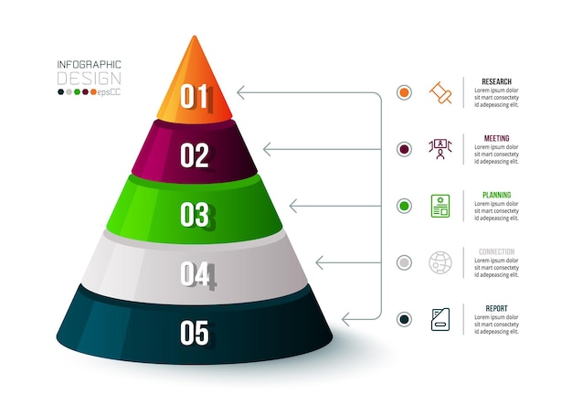 Vector plantilla de infografía empresarial con diseño de paso u opción.