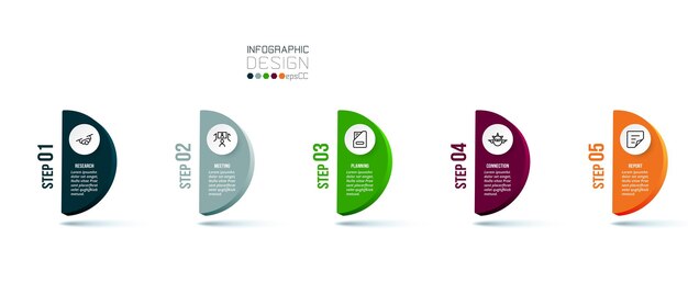 Plantilla de infografía empresarial con diseño de paso u opción.
