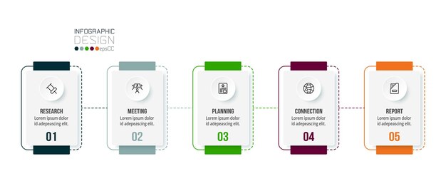 Plantilla de infografía empresarial con diseño de paso u opción.
