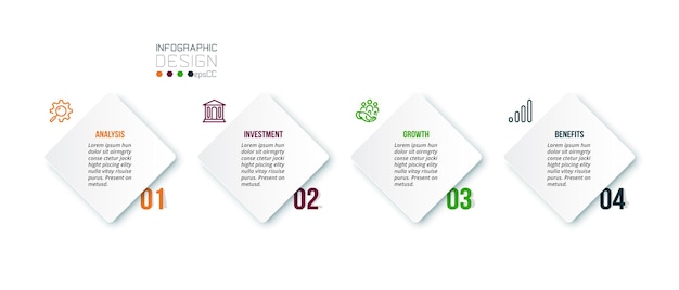 Plantilla de infografía empresarial con diseño de paso u opción.
