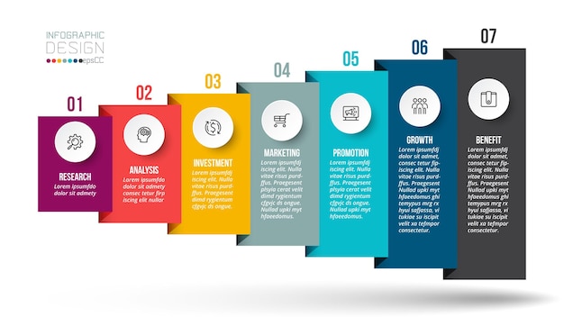 Plantilla de infografía empresarial con diseño de paso u opción.