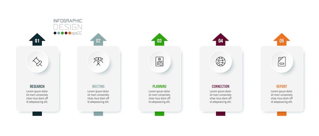 Plantilla de infografía empresarial con diseño de paso u opción.