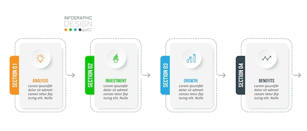 Plantilla de infografía empresarial con diseño de paso u opción.