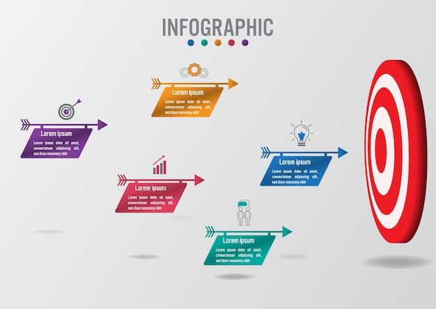 Plantilla de infografía empresarial con flechas