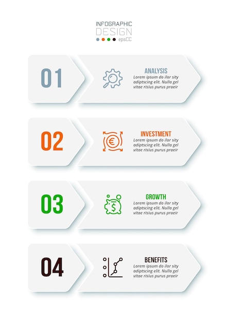 Plantilla de infografía empresarial con flujo de trabajo