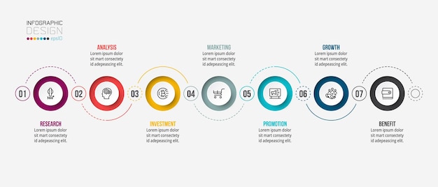 Plantilla de infografía empresarial de gráfico de línea de tiempo.