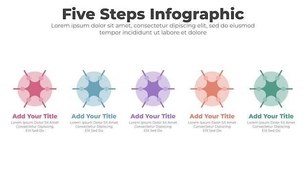 Vector plantilla de infografía empresarial moderna vectorial con 5 pasos u opciones