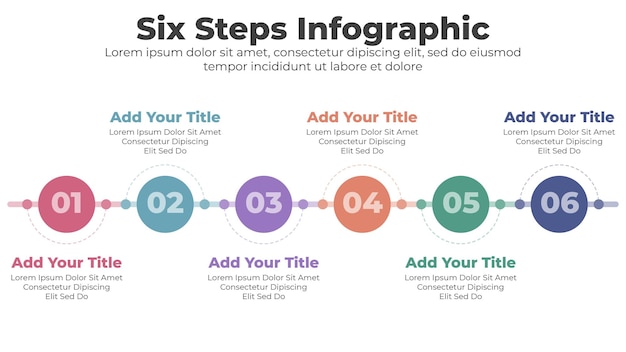 Plantilla de infografía empresarial moderna vectorial con 6 pasos u opciones