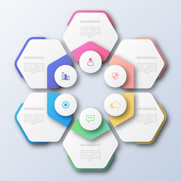 Plantilla de infografía empresarial de papel blanco moderno