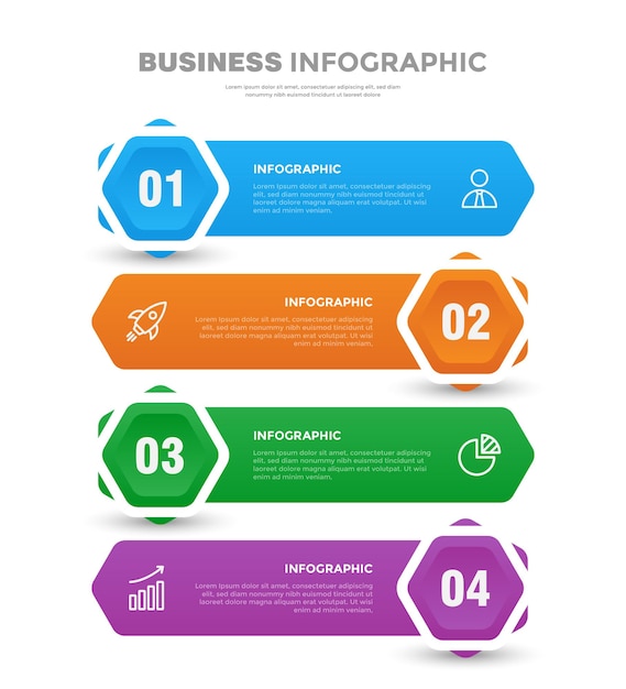 Plantilla de infografía empresarial plana de 4 pasos