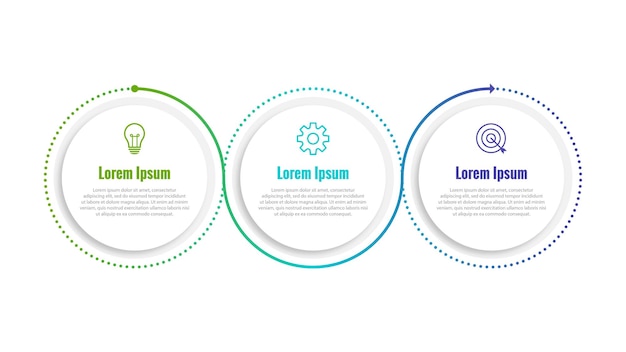 Plantilla de infografía empresarial de presentación con 3 opciones.