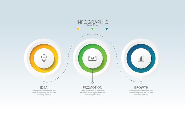 Plantilla de infografía empresarial de presentación con 3 pasos