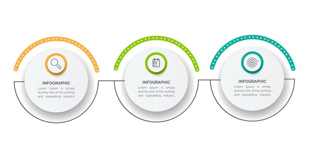 Plantilla de infografía empresarial de presentación con 3 pasos