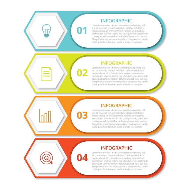 Plantilla de infografía empresarial de presentación con 4 opciones. Ilustración vectorial.