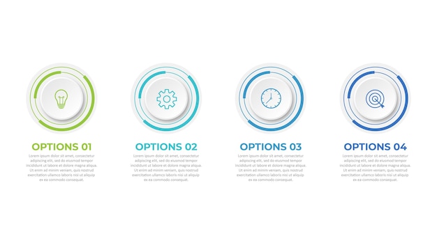 Plantilla de infografía empresarial de presentación con 4 opciones ilustración vectorial