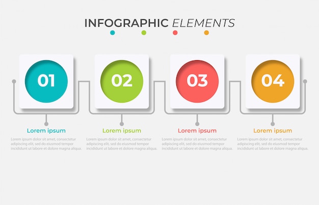 Plantilla de infografía empresarial de presentación con 4 opciones.
