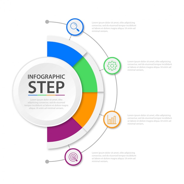 Plantilla de infografía empresarial de presentación con 4 opciones.
