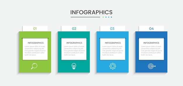 Plantilla de infografía empresarial de presentación con 4 opciones.