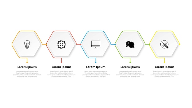 Plantilla de infografía empresarial de presentación con 5 opciones ilustración vectorial