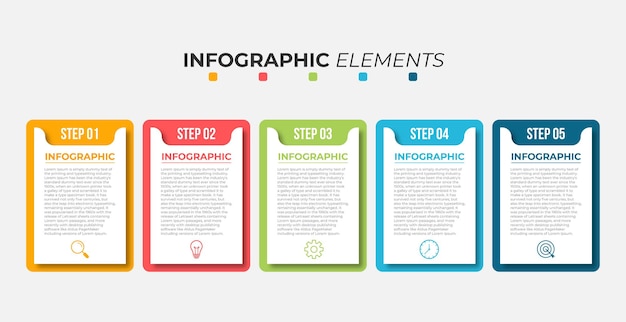 Plantilla de infografía empresarial de presentación con 5 opciones.