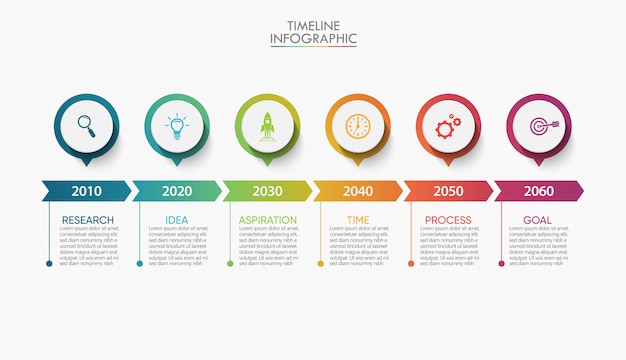 Plantilla de infografía empresarial de presentación con 6 opciones.