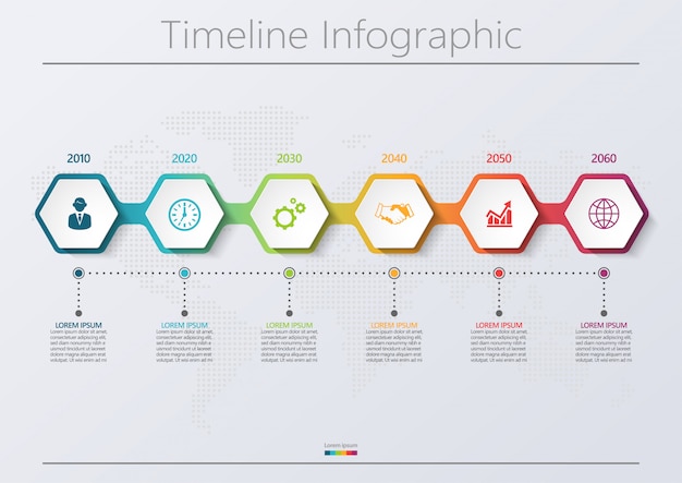 Plantilla de infografía empresarial de presentación con 6 opciones.