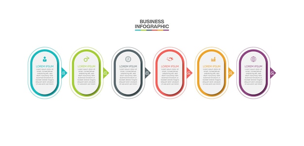 Plantilla de infografía empresarial de presentación con 6 opciones.