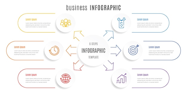 Plantilla de infografía empresarial de presentación 6 pasos