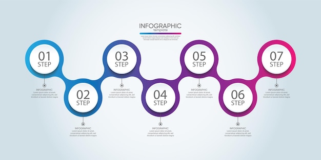 Plantilla de infografía empresarial de presentación con 7 pasos