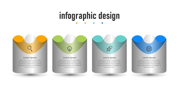 Plantilla de infografía empresarial de presentación de diseño de infografía de tubo de diagrama con 5 opciones