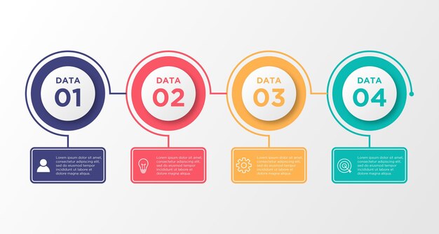 Plantilla de infografía empresarial de presentación de diseño infográfico con 4 opciones