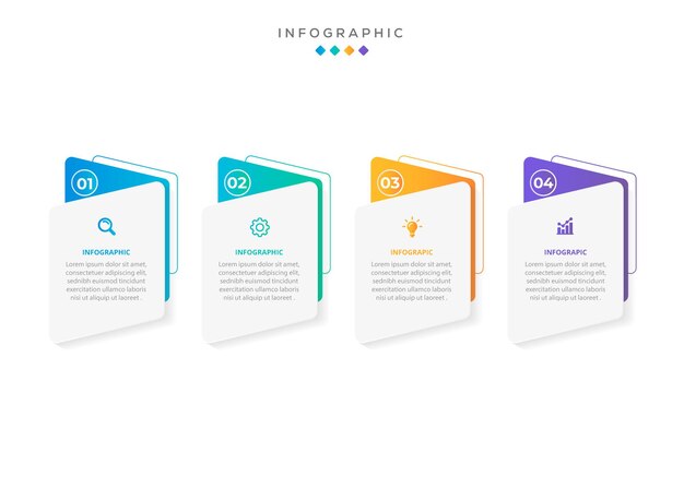 Plantilla de infografía empresarial de presentación de diseño infográfico con 4 opciones