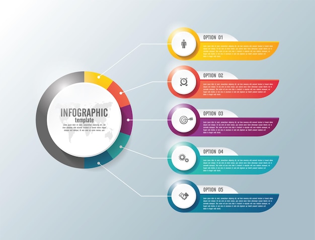 Plantilla de infografía empresarial de presentación con paso