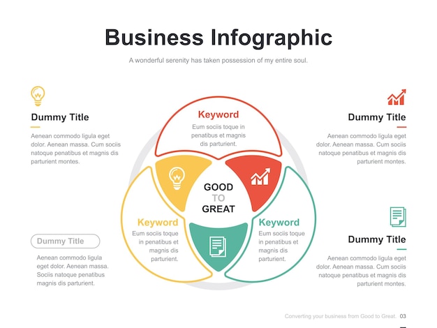 Plantilla de infografía empresarial de presentación vectorial con diagrama de venn de circulación de proceso de paso