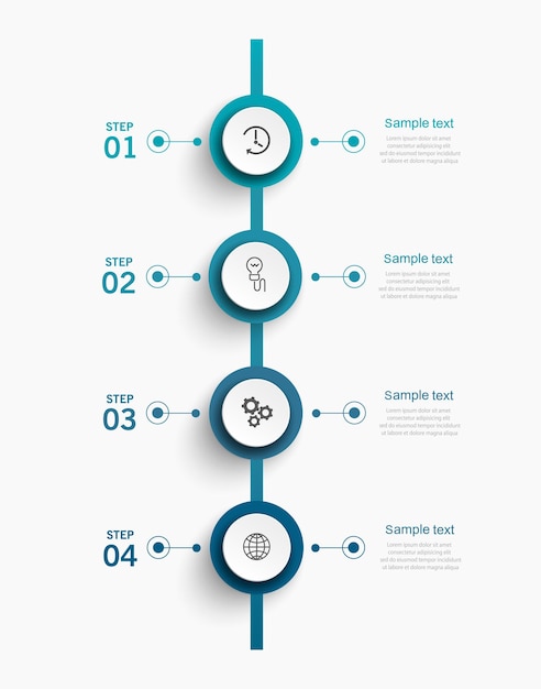 Plantilla de infografía empresarial vectorial con iconos y 4 opciones o pasos