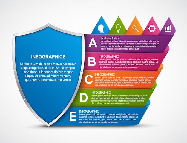 Plantilla de infografía con escudo.