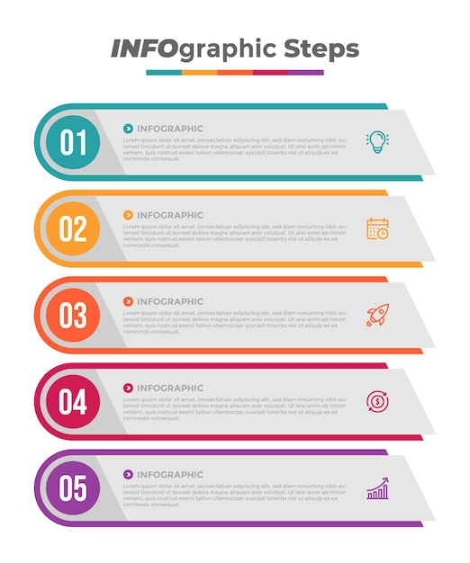 Plantilla de infografía de la estrategia de cinco pasos