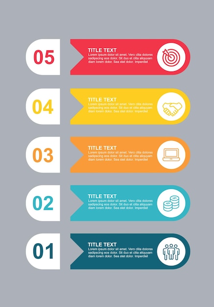 plantilla de infografía estratégica de negocios de cinco pasos de color